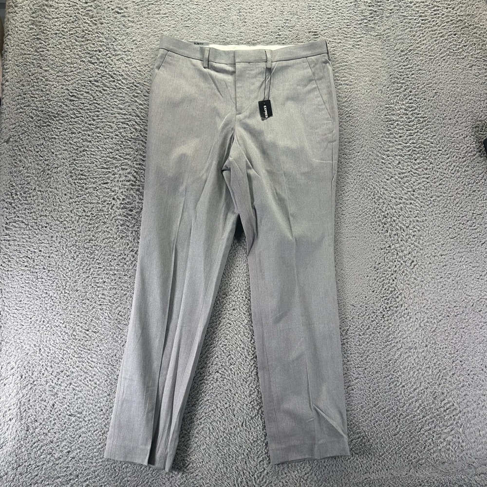 Express Photographer Pant Mens 34x30 Gray Cotton Dress Straight Business Stretch